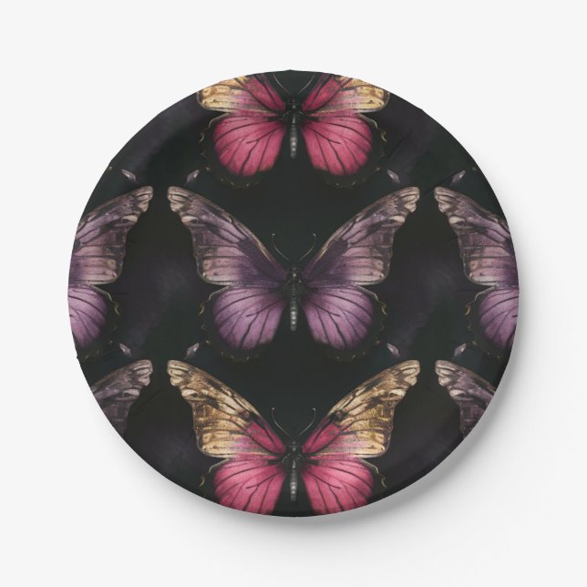 Enchanting Butterfly Pattern Paper Plate (Front)