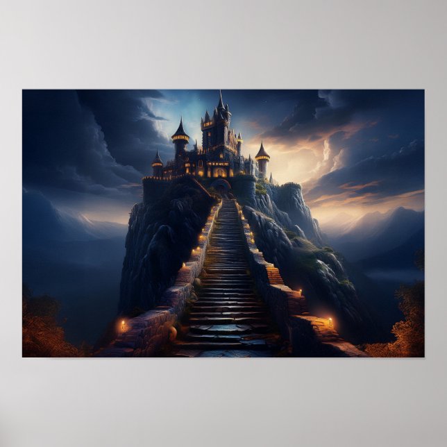 Enchanting Castle On Mountain Top Poster (Front)