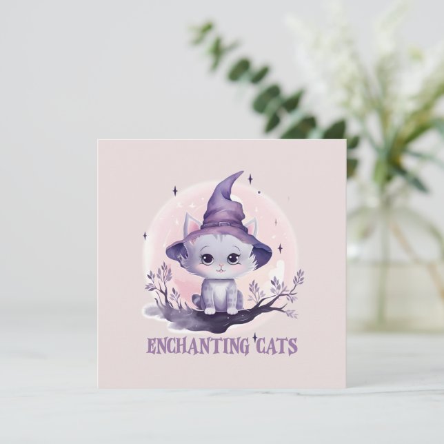 Enchanting Cat – Cute Pastel Purple Witch Cat (Standing Front)