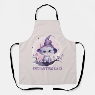 Enchanting Cat – Cute Pastel Purple Witch Cat Apron