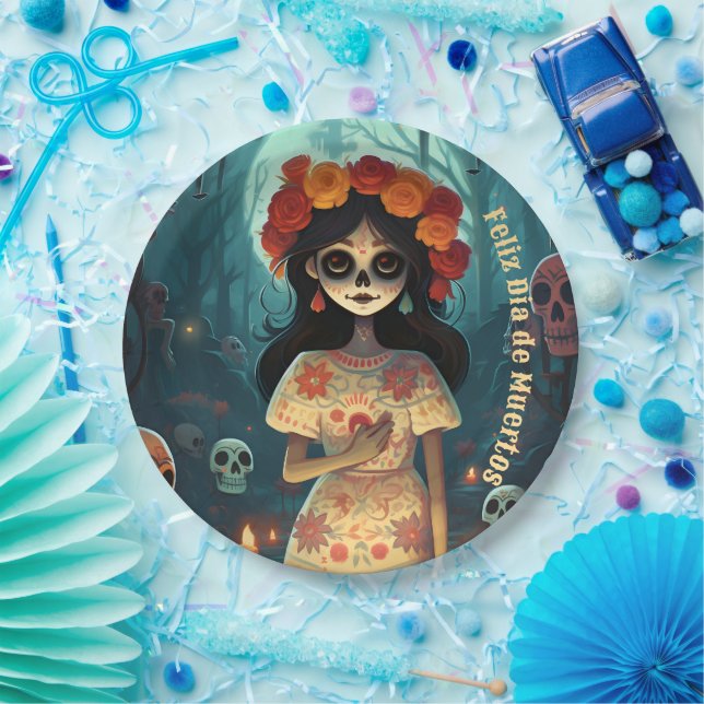  🌹Enchanting Catrina Die de Muertos 🌹 Paper Plate (Party)