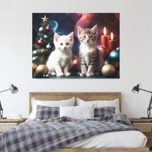 Enchanting Cats by Christmas Tree Cat Lover Canvas Print
