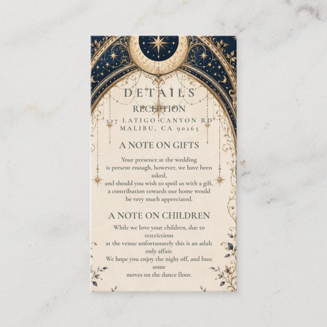 Enchanting Celestial Wedding Arch Enclosure Card (Front)