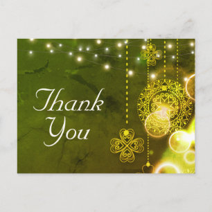 Enchanting Celtic Clovers and Lights Thank You Postcard