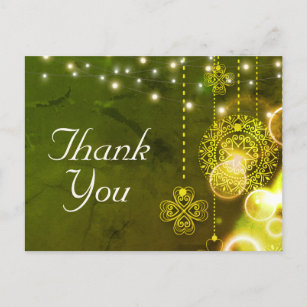 Enchanting Celtic Clovers and Lights Thank You Postcard