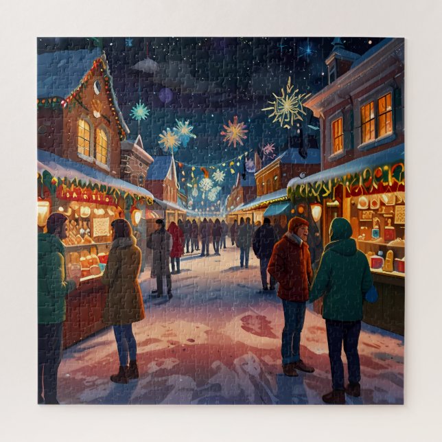 Enchanting Christmas Market Town Winter Wonderland Jigsaw Puzzle (Vertical)
