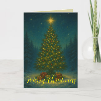 Enchanting Christmas Tree Midnight Forest Custom Card