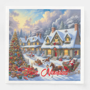 Enchanting Christmas Village Scene Napkin