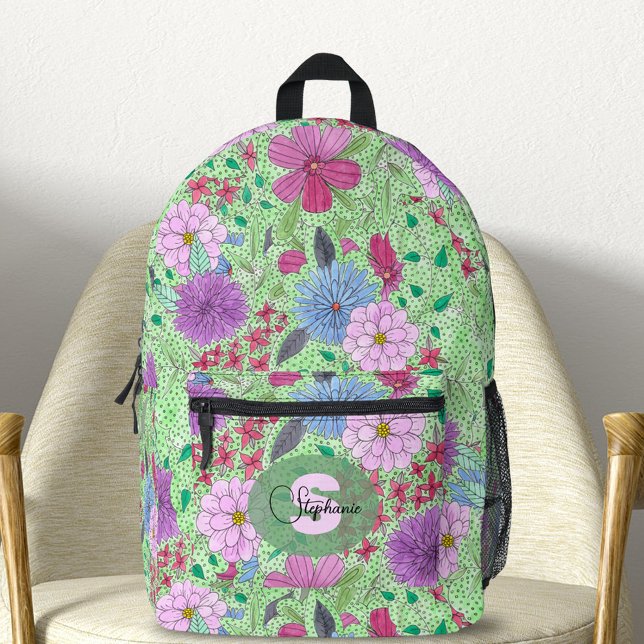 Enchanting Colourful Artistic Garden Blooms Printed Backpack (Creator Uploaded)