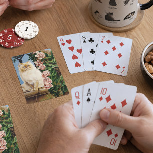 Enchanting Cream Rose Persian Cat Forest Dryad Playing Cards
