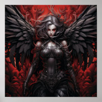 Enchanting Dark Fantasy Angel Colouring Page for A