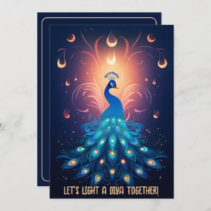 Enchanting Diwali Delight with blue Peacock🦚 Invitation