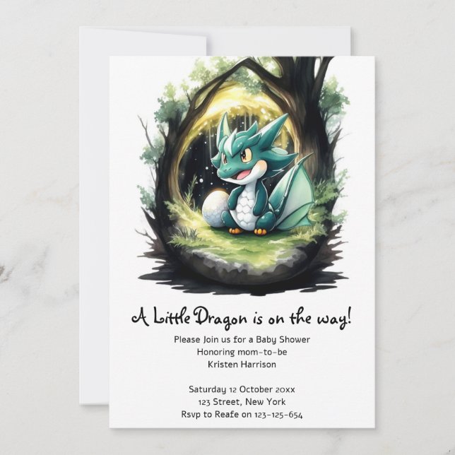 Enchanting Dragon Baby Shower Invitation (Front)