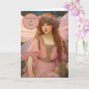 Enchanting Dreams: A Whimsical Pink Fairy Portrait Card