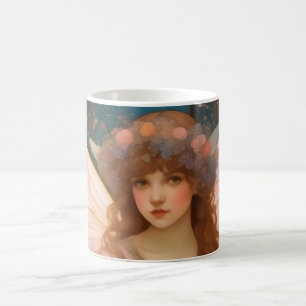 Enchanting Dreams: A Whimsical Pink Fairy Portrait Coffee Mug