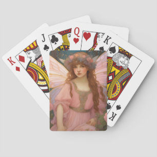 Enchanting Dreams: A Whimsical Pink Fairy Portrait Playing Cards