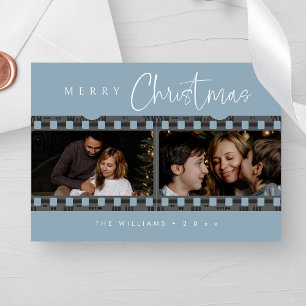 Enchanting Dusty Blue Christmas Photo Holiday Card
