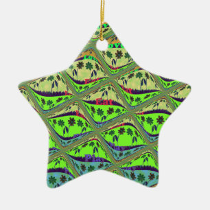 Enchanting Eclectic Garden Chequered Floral Beauty Ceramic Tree Decoration