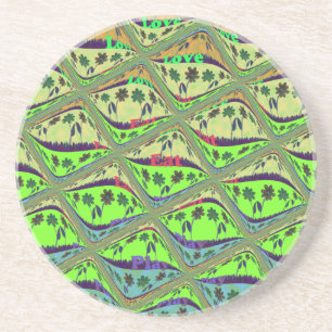 Enchanting Eclectic Garden Chequered Floral Beauty Coaster