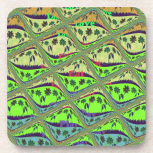 Enchanting Eclectic Garden Chequered Floral Beauty Coaster