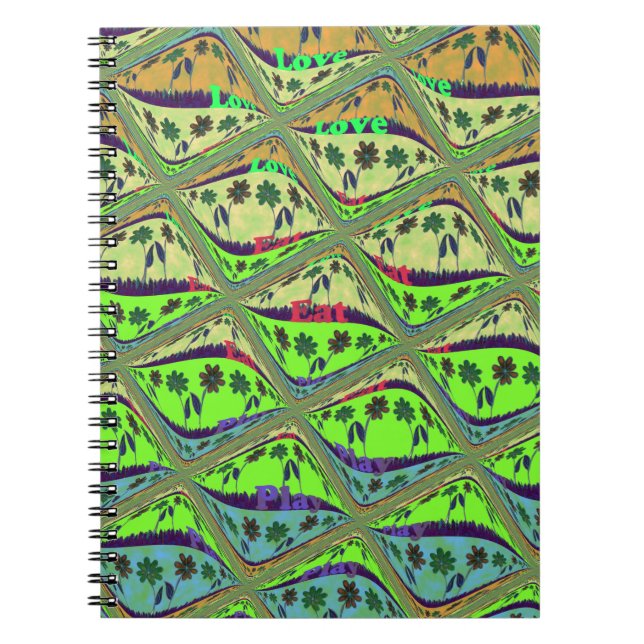 Enchanting Eclectic Garden Chequered Floral Beauty Spiral Notebook (Front)