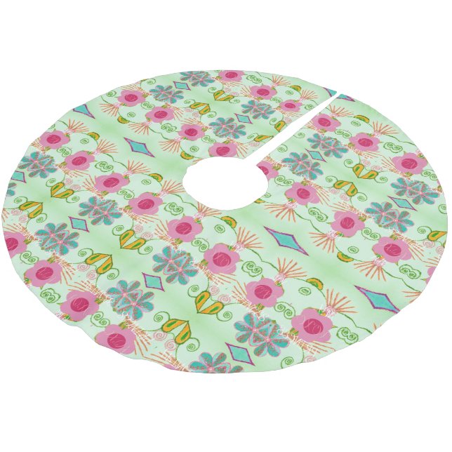 Enchanting Eclectic Garden: Diverse Floral Beauty Brushed Polyester Tree Skirt (Angled)