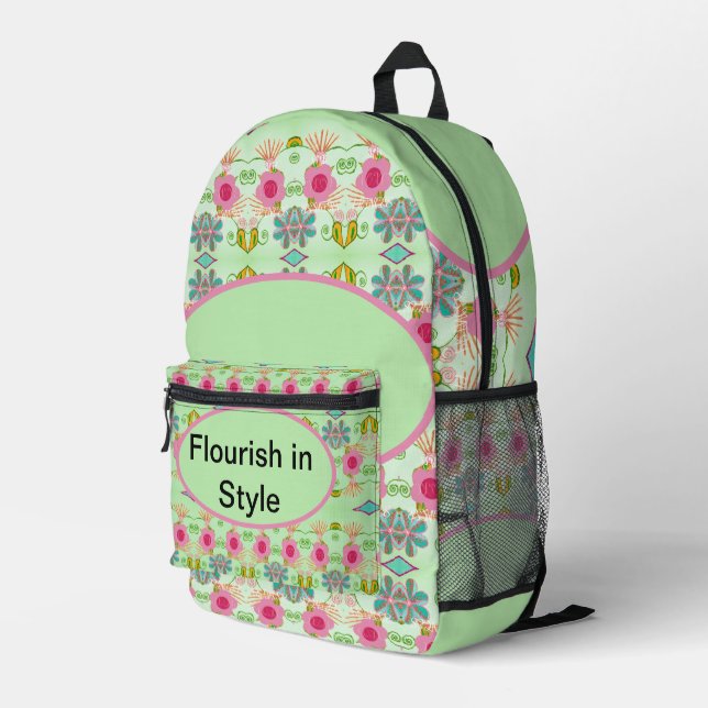 Enchanting Eclectic Garden: Diverse Floral Beauty Printed Backpack (Back Corner Right)