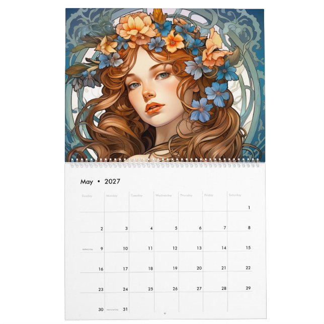 Enchanting Elegance: Art Nouveau Girls Calendar (May 2027)