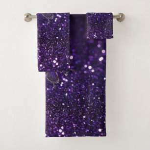 Enchanting Elegance: The Purple Sparkle Butterfly  Bath Towel Set