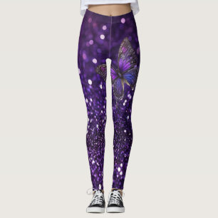 Enchanting Elegance: The Purple Sparkle Butterfly Leggings