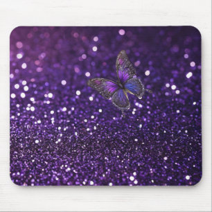 Enchanting Elegance: The Purple Sparkle Butterfly Mouse Pad