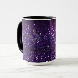 Enchanting Elegance: The Purple Sparkle Butterfly Mug