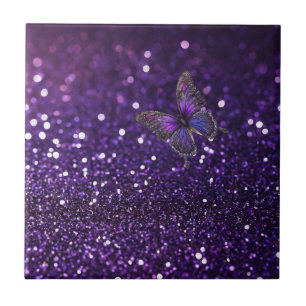Enchanting Elegance: The Purple Sparkle Butterfly Tile