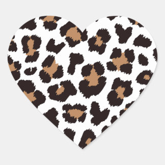 Enchanting Elegant Natural Leopard Patterns Heart Sticker