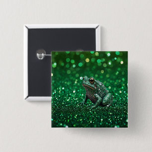 Enchanting Emergence: The Green Sparkle Frog  15 Cm Square Badge