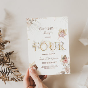 Enchanting Fairies 4th Birthday Invitation