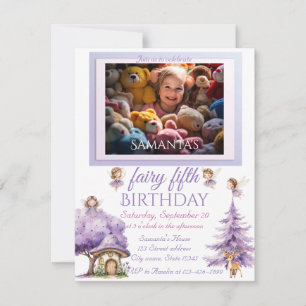 Enchanting Fairy Floral Watercolor Photo Birthday Invitation