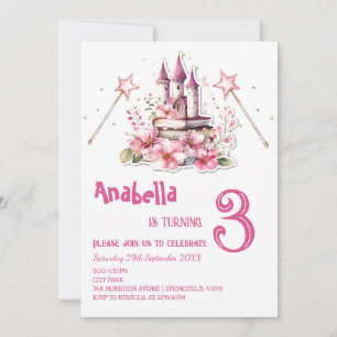 Enchanting Fairy Tale Pink Kids Birthday Party  Invitation