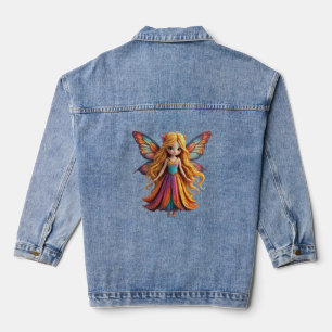 Enchanting Fantasy Fairy with Colourful Wings Denim Jacket