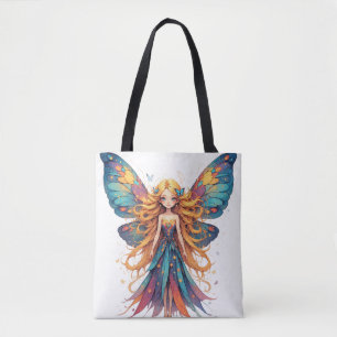 Enchanting Fantasy Fairy with Colourful Wings Tote Bag