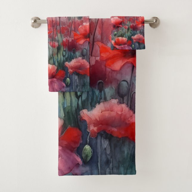 Enchanting Field of Poppies  Bath Towel Set (Insitu)