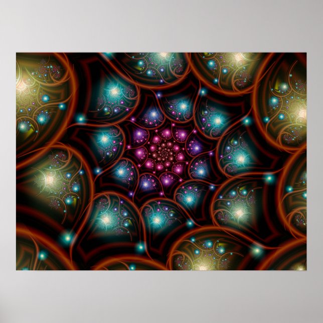 Enchanting Fireflies Fractal Poster (Front)