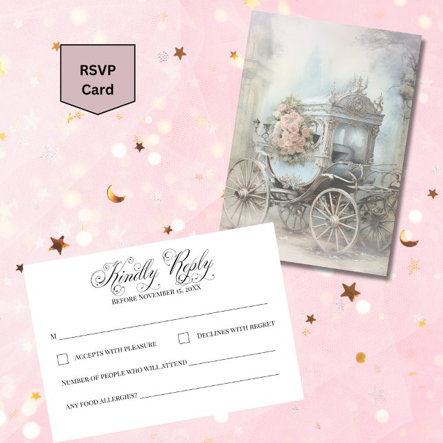 Enchanting Floral Carriage Fairy Tale Wedding RSVP Card (Creator Uploaded)