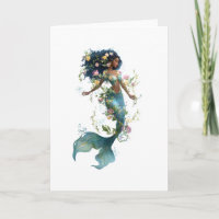 Enchanting Floral Mermaid, Magical Greeting