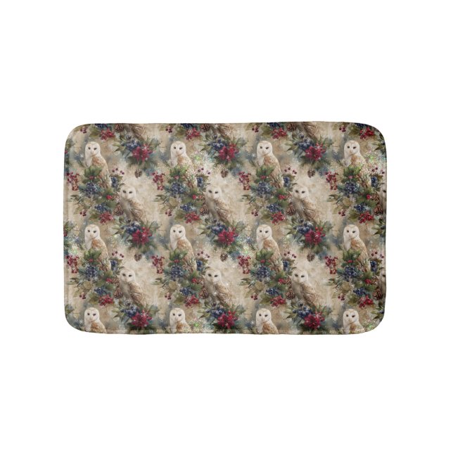 Enchanting Floral Owl Bath Mat (Front)