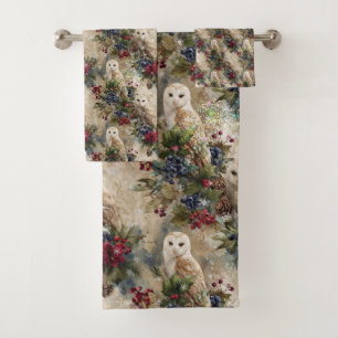 Enchanting Floral Owl Bath Towel Set