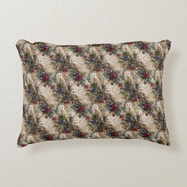 Enchanting Floral Owl Decorative Cushion (Front)