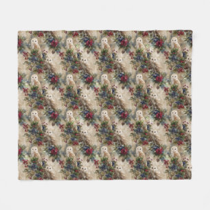 Enchanting Floral Owl Fleece Blanket