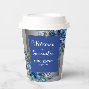 Enchanting Florals: Blue and Silver Bridal Shower Paper Cups