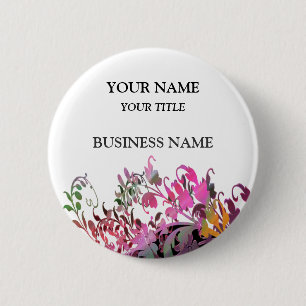 Enchanting Flowers Business Name Tag 6 Cm Round Badge